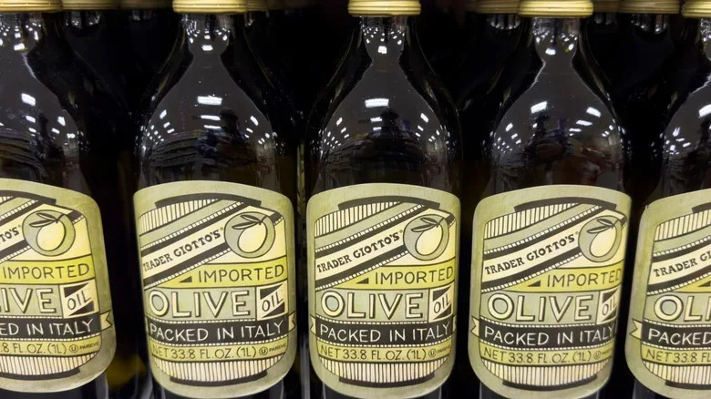 Trader Joe's imported olive oil bottles on shelves