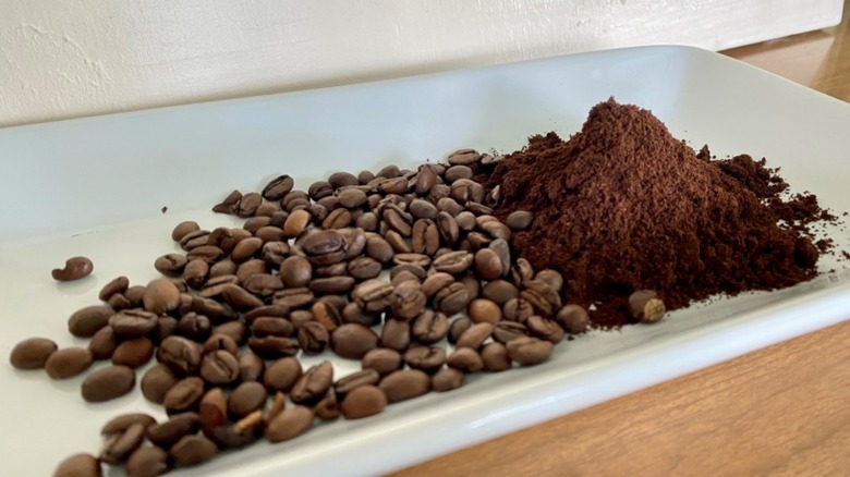 coffee beans and grounds