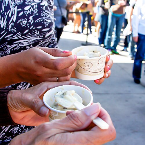 scenes from the Sant Cruz Beach Boardwalk's annual clam chowder cook-off
