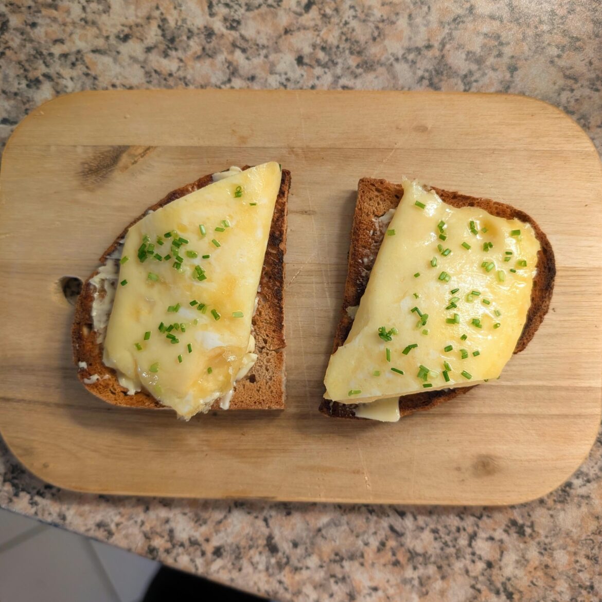 French style omelette on toasted & buttered bread