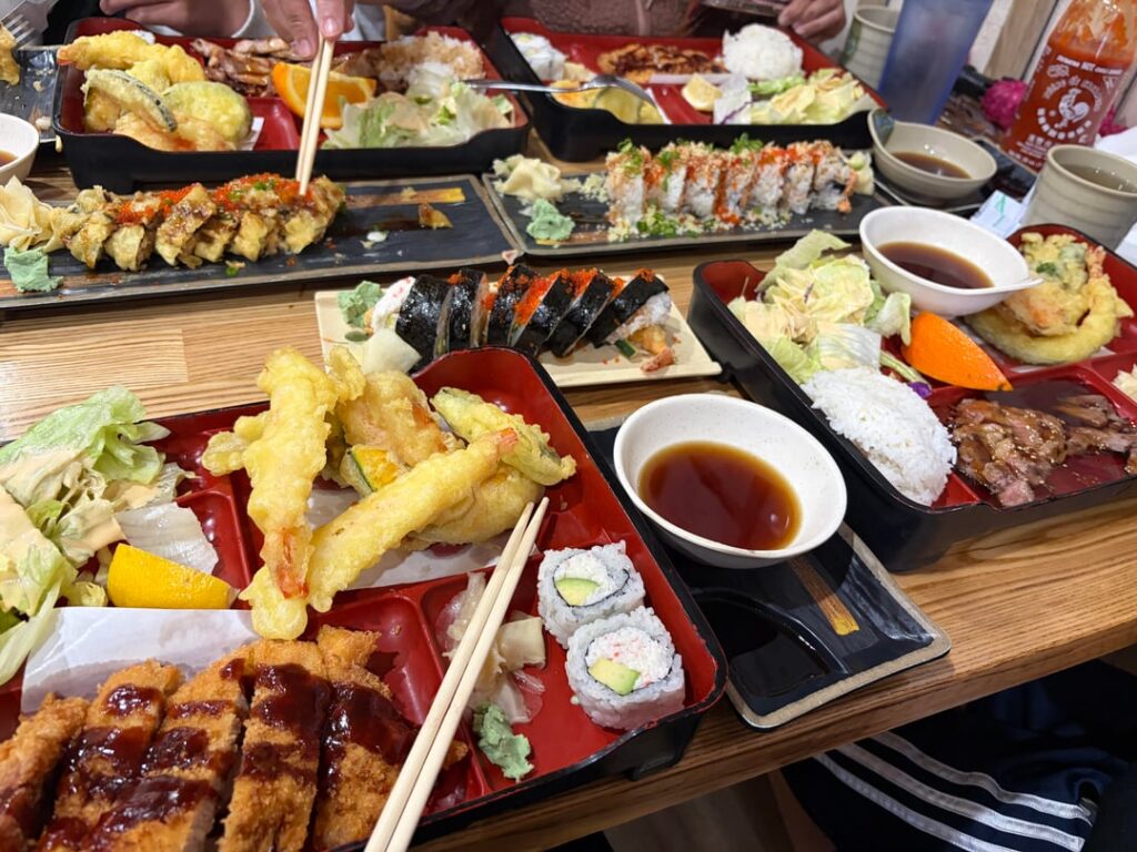 Bento box and rolls for lunch