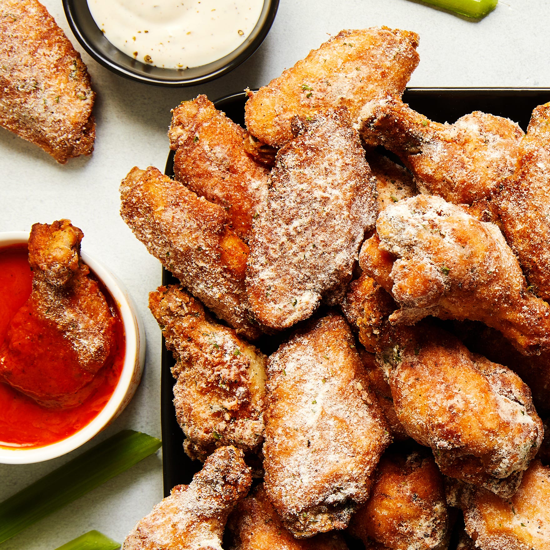 ranch wings and buffalo sauce