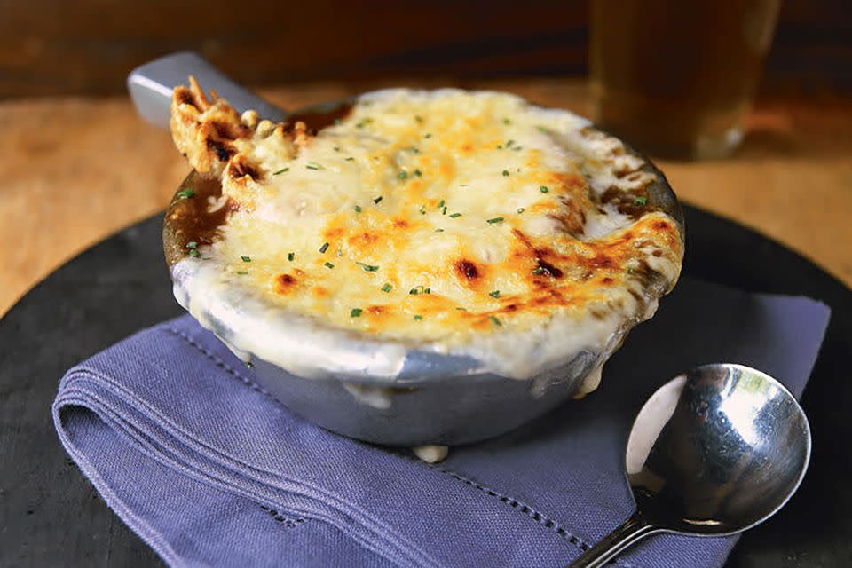 Swiss onion soup has been on the menu of Schuler’s Restaurant & Pub in Marshall, Michigan, for over 30 years. Courtesy of Schuler's Restaurant & Pub