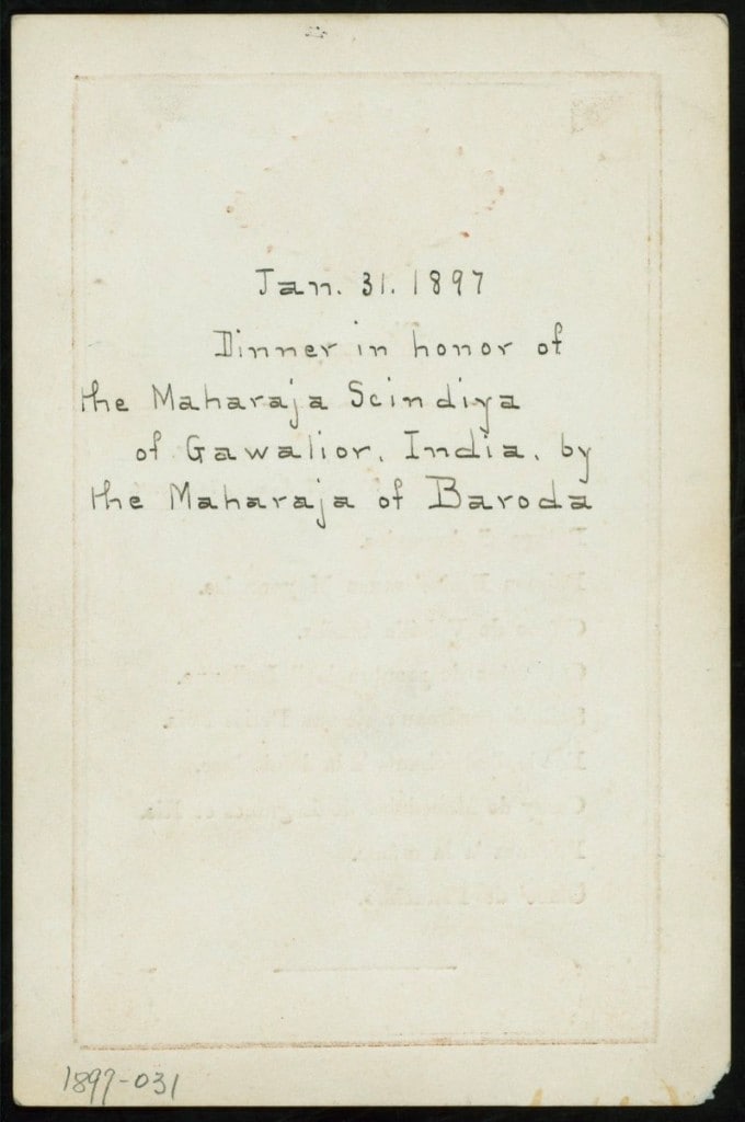 Vermani captioned the find, “Not what you'd expect a 19th-century dinner hosted by the Maharaja of Baroda for the Maharaja of Gwalior to look or taste like, featuring truffles, artichokes, and way too many fancy French names & stuff.”