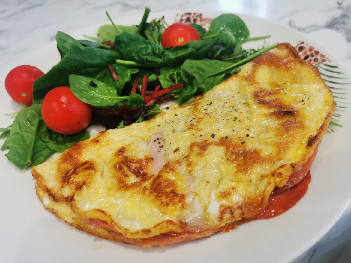 Salami, Pepperoni and Cheese Omelette