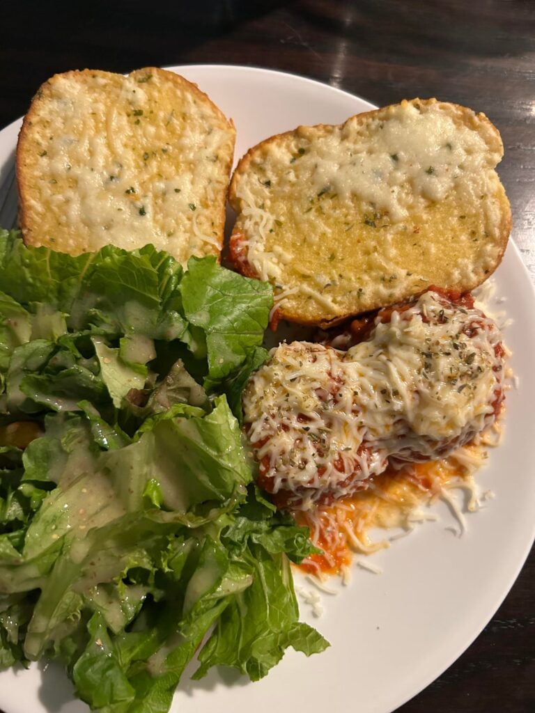 Dinner for around 700-meatballs, garlic bread, and salad! I wanted open faced meatball sandwiches instead of pasta