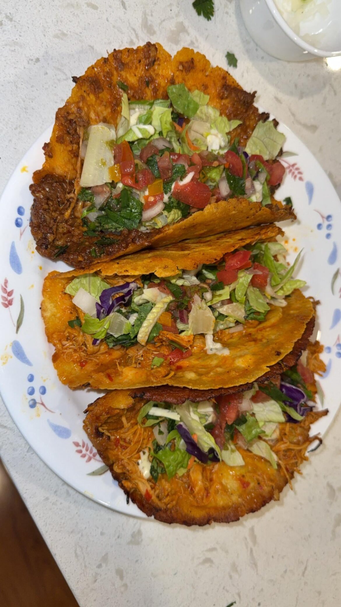 Ground beef & pulled chicken tacos