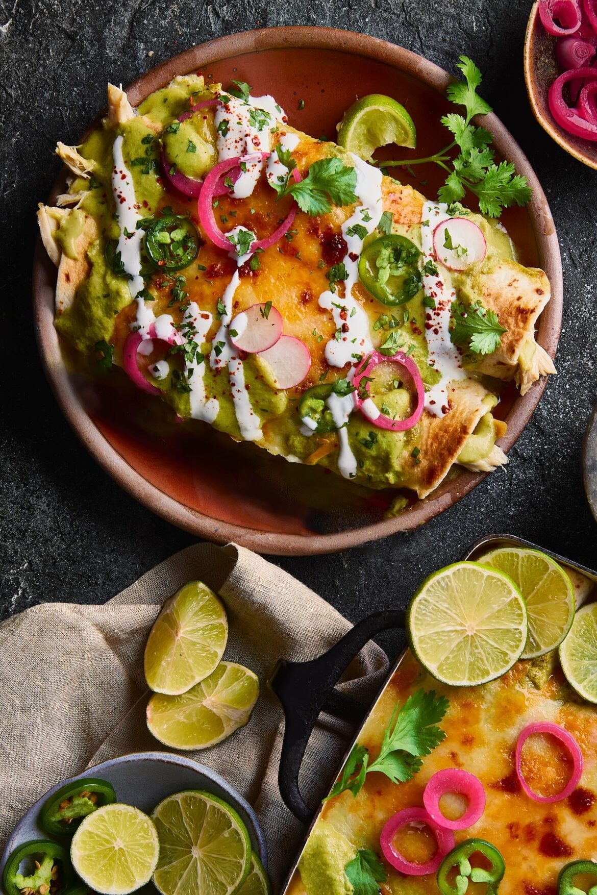 Green Chicken and Cheese Enchiladas