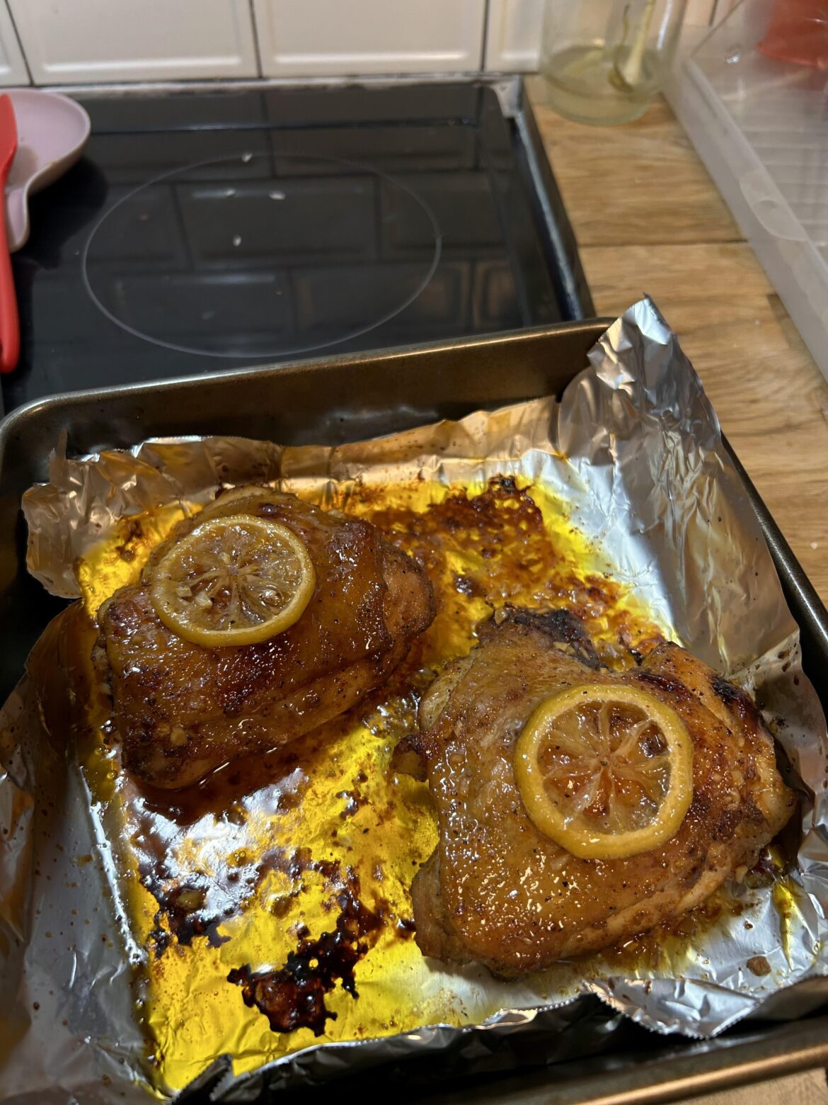 Honey garlic lemon pepper chicken thighs