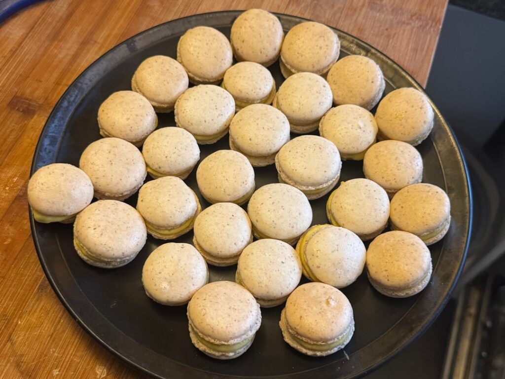 Pistachio Macarons (they are not green cause I was out of food dye).