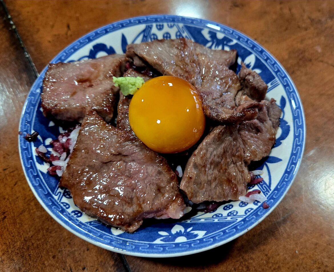 wagyu don w/ soy sauce egg yolk