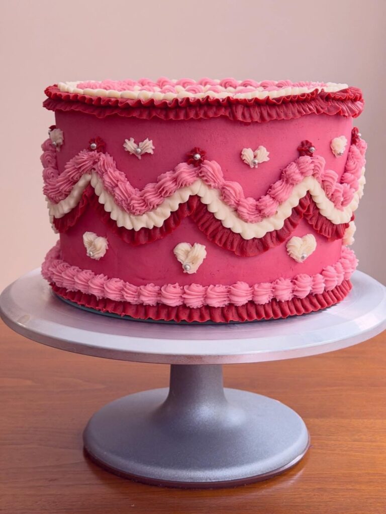 Lambeth/vintage style chocolate raspberry cake