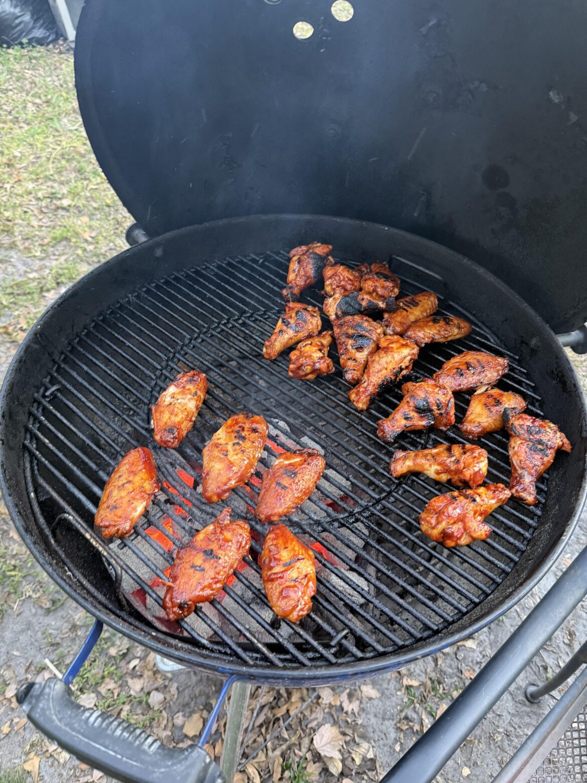 Buffalo smoked Wings finished off on the kettle