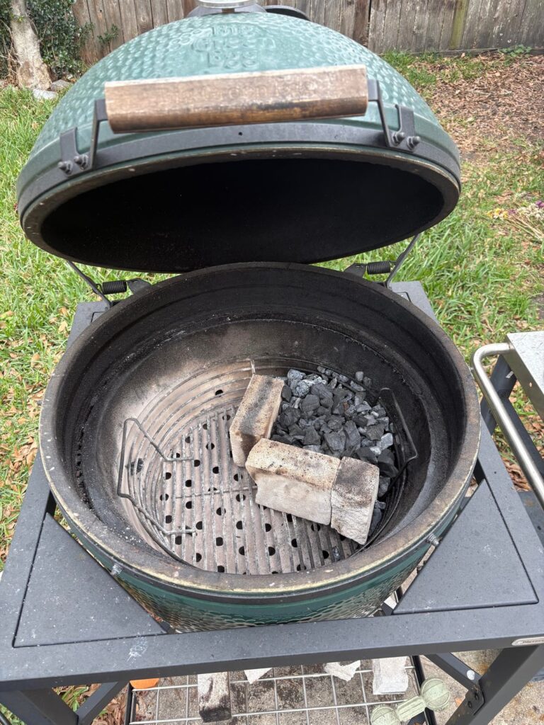 Always read about charcoal consumption with the bigger models. Using fire bricks completely eliminates that problem. Steak for one on my XL.