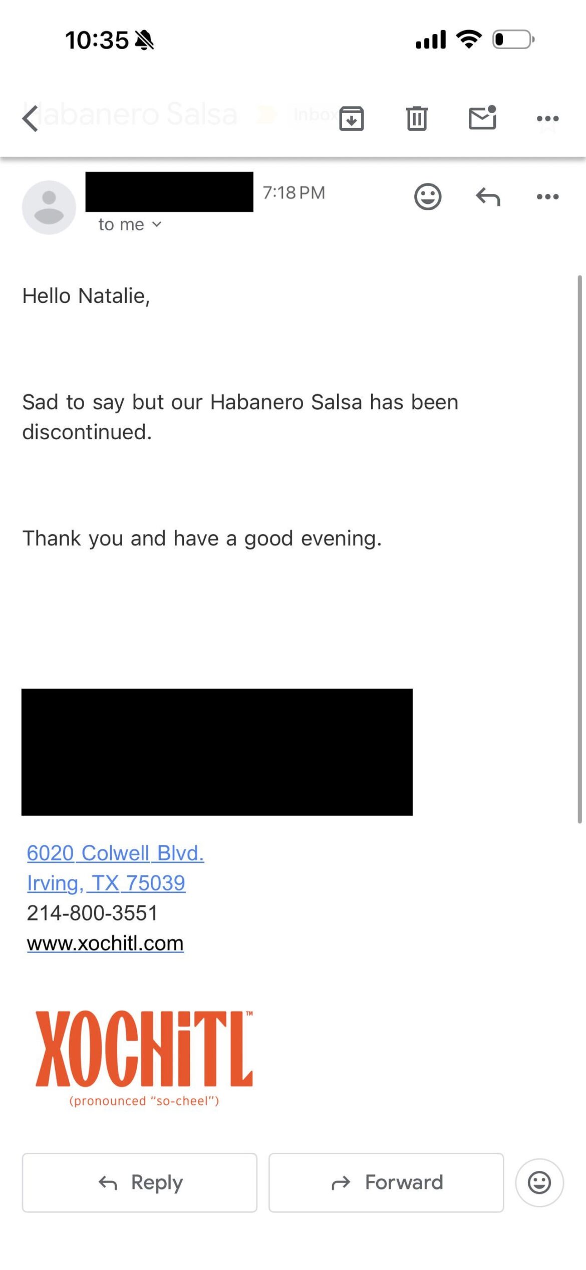 Update on Xochitl Habenero Salsa