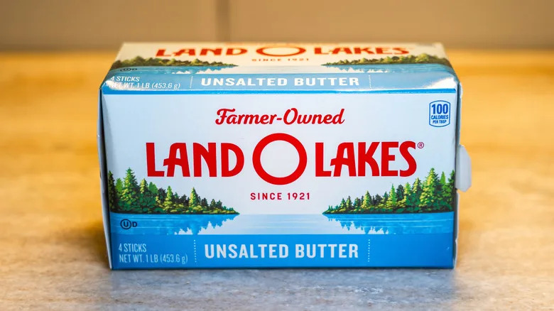 A box of four sticks (one pound) of Land O'Lakes butter.