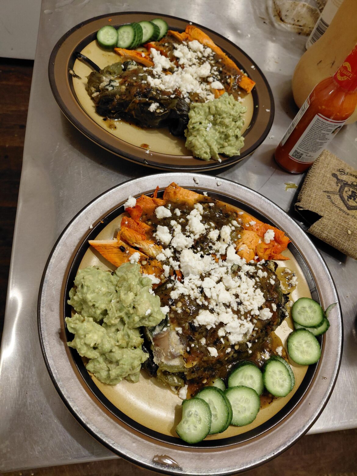 Chile rellenos w🥚🍄 and some grilled chicken on the side