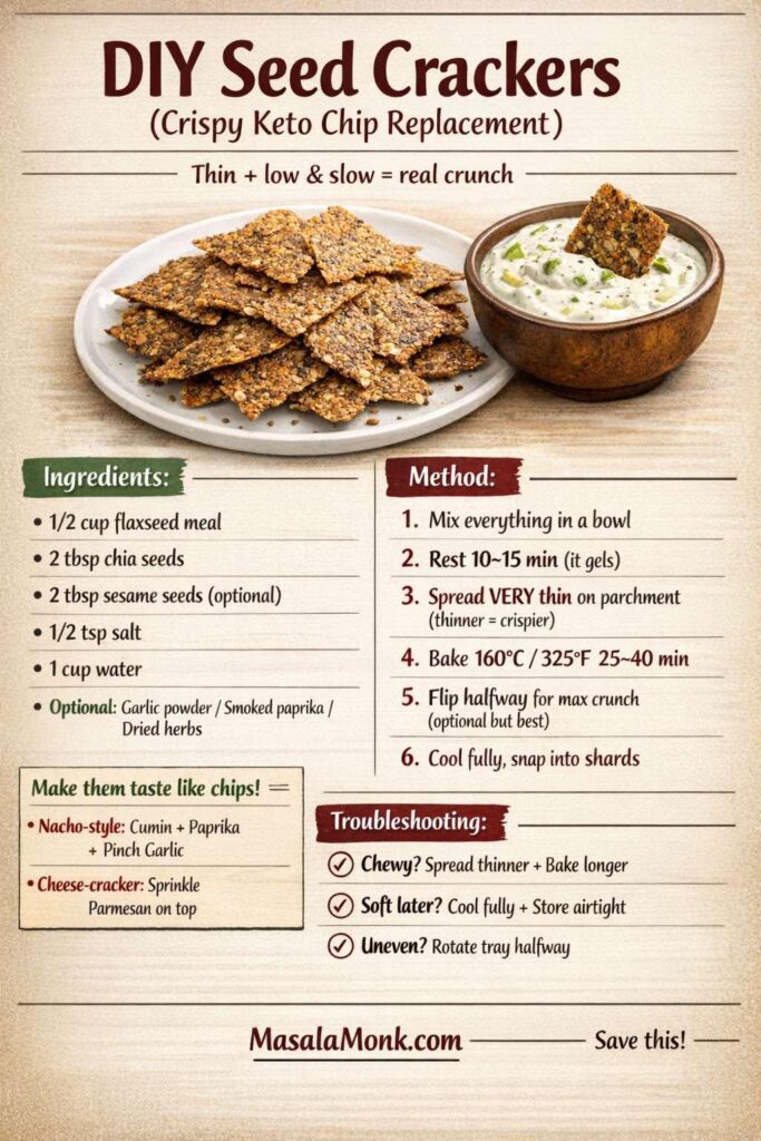 DIY Seed Crackers (Crispy Keto Chip Replacement) — flax + chia, thin & crispy every time