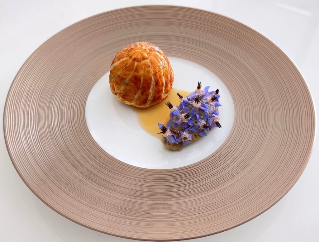 Eggplant & Mushroom Pie with Eggplant Tartare & Mushroom Jus