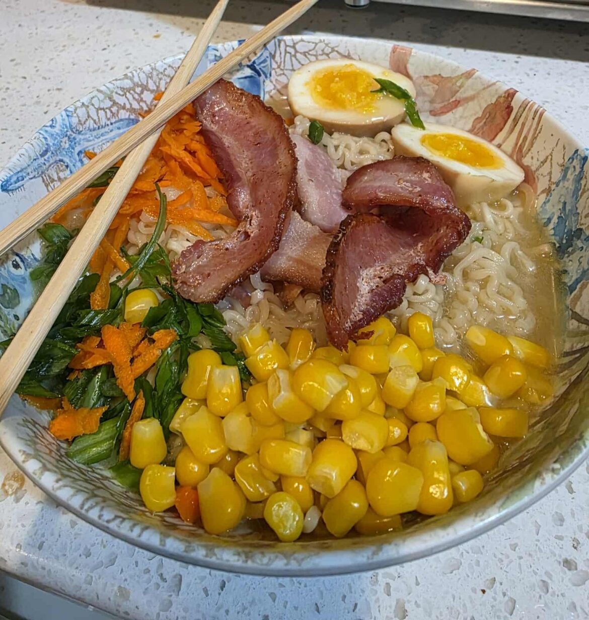Ramen with only the things I already had at the house