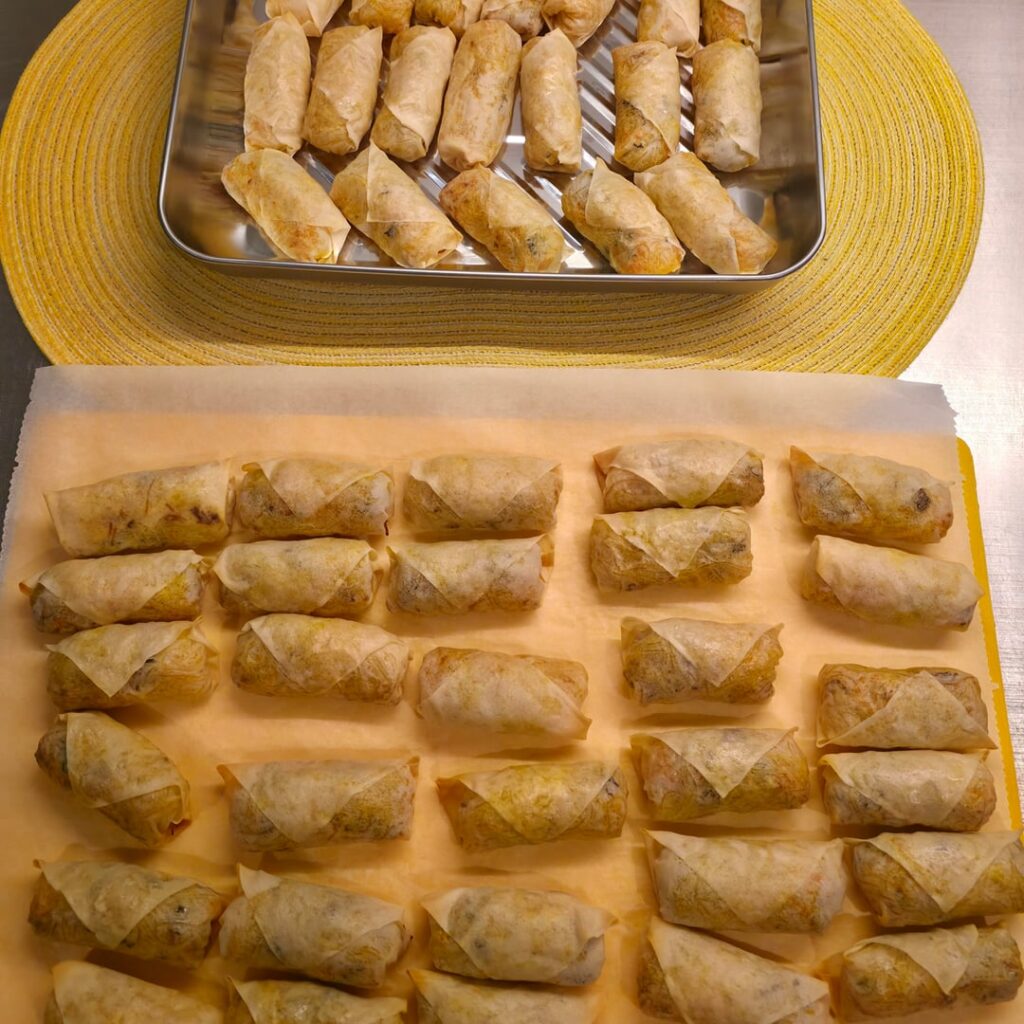 50 baked springrolls for freezing