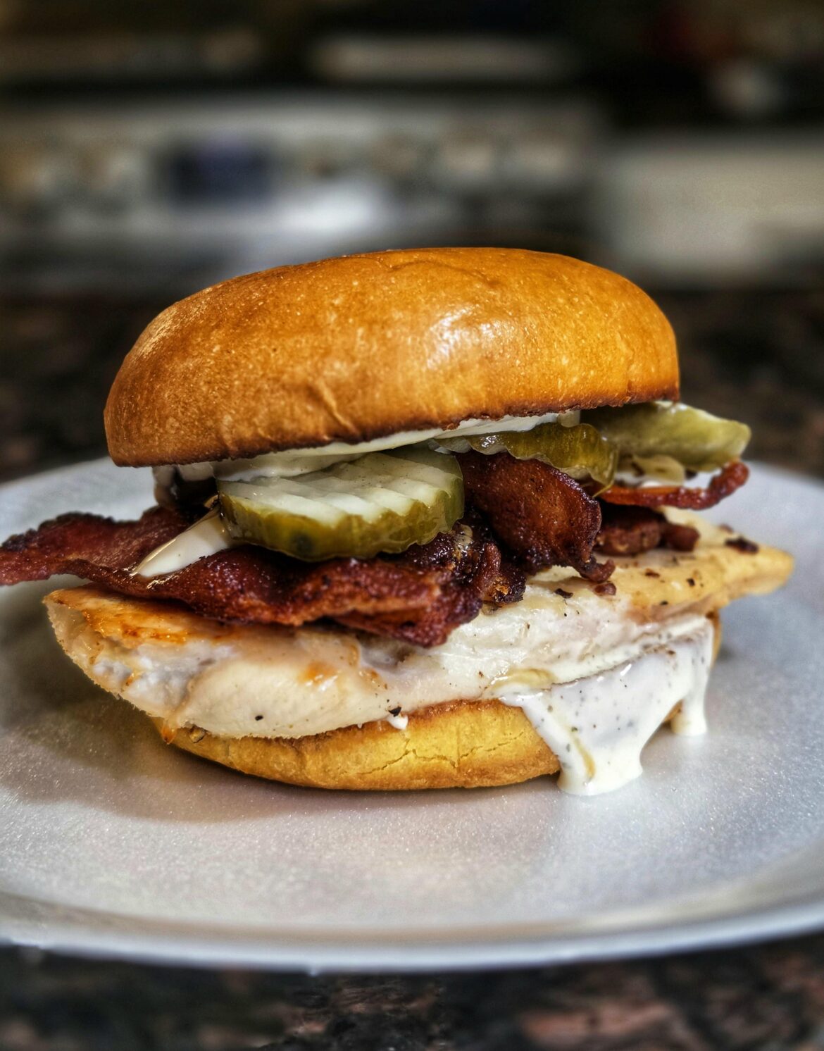 My wife made grilled chicken bacon ranch sandwiches for dinner tonight