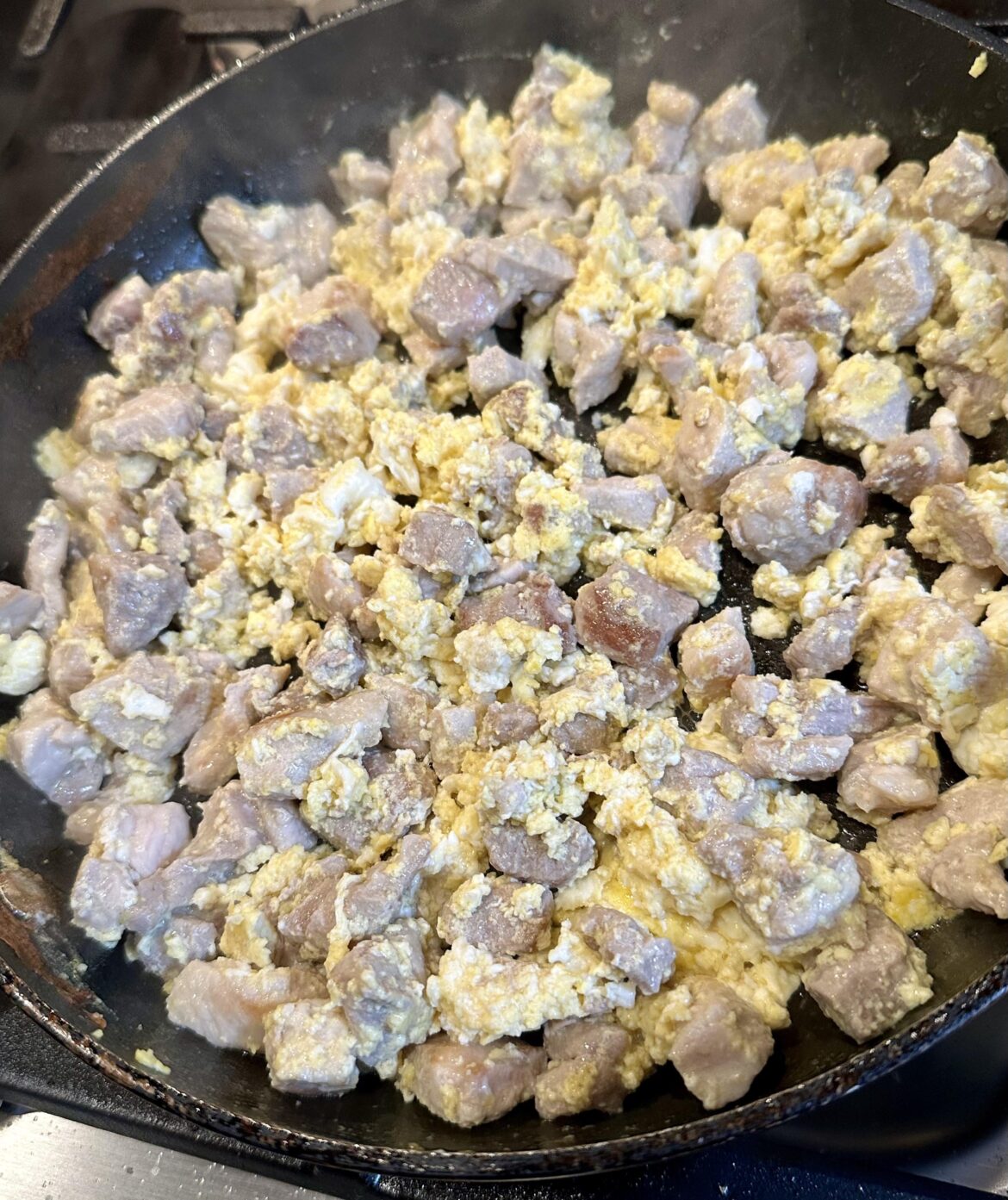 It was margarita day (and night) so I got the munchies. Only had pork chops and eggs in the fridge.