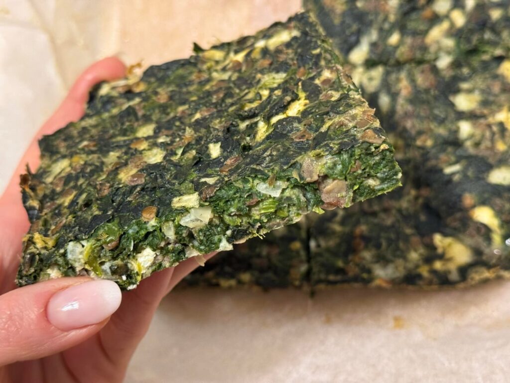 Lentil spinach pie - 33,5 g protein for 475 kcal