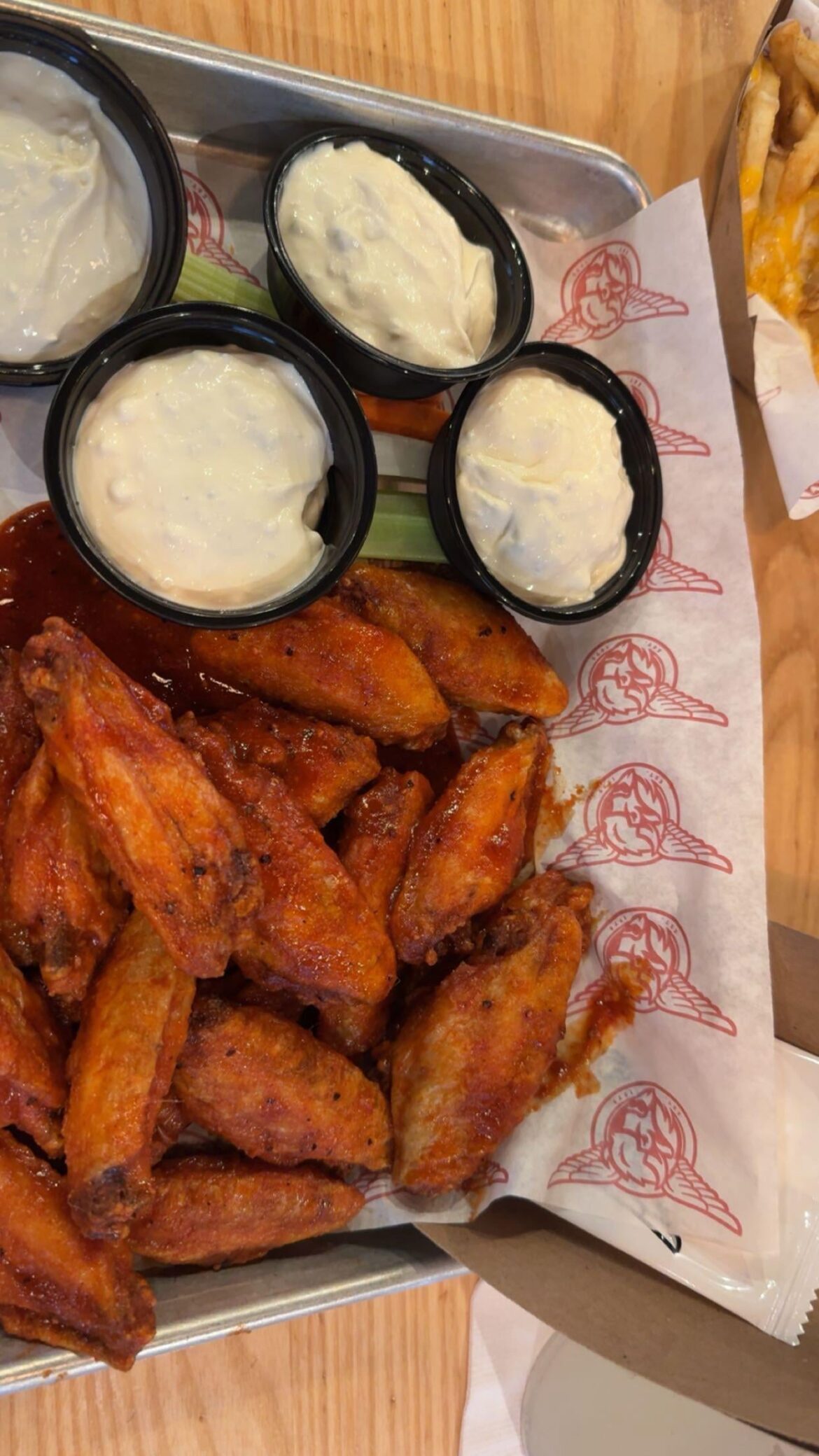 Taco Mac TMI sauce and blue cheese