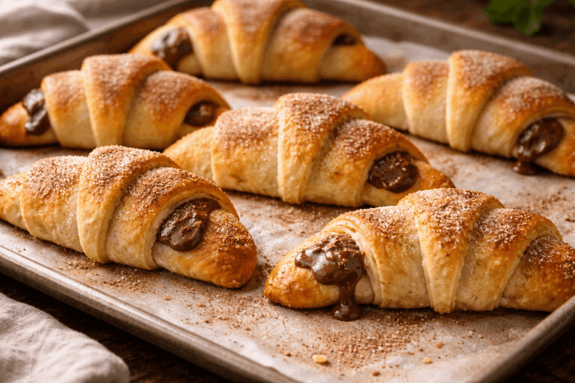 Made Nutella stuffed crescent rolls with cinnamon sugar — way too easy