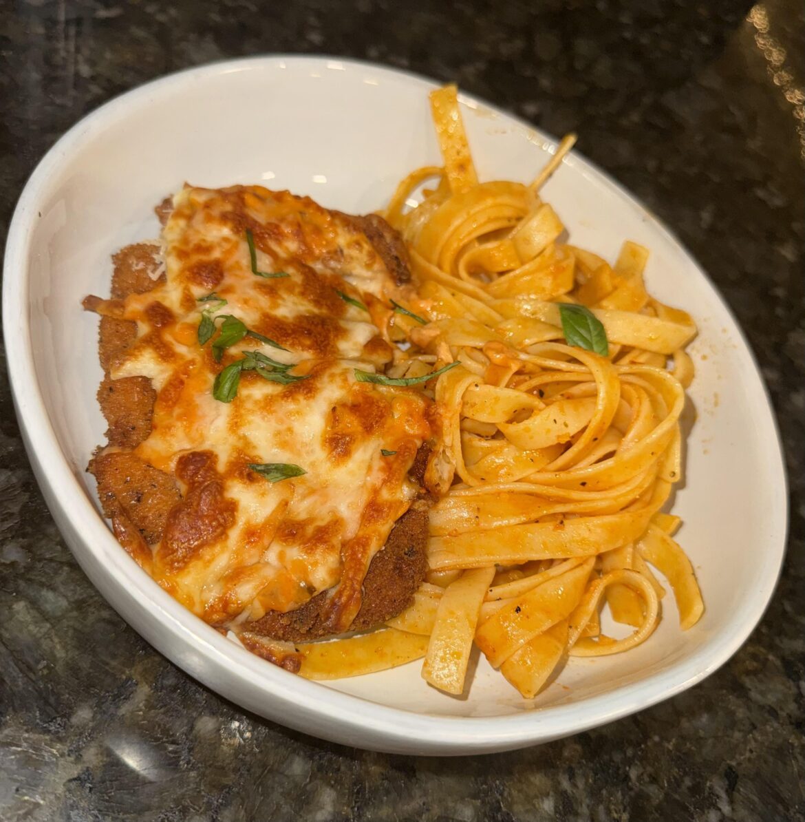 Chicken Parm with spicy vodka sauce