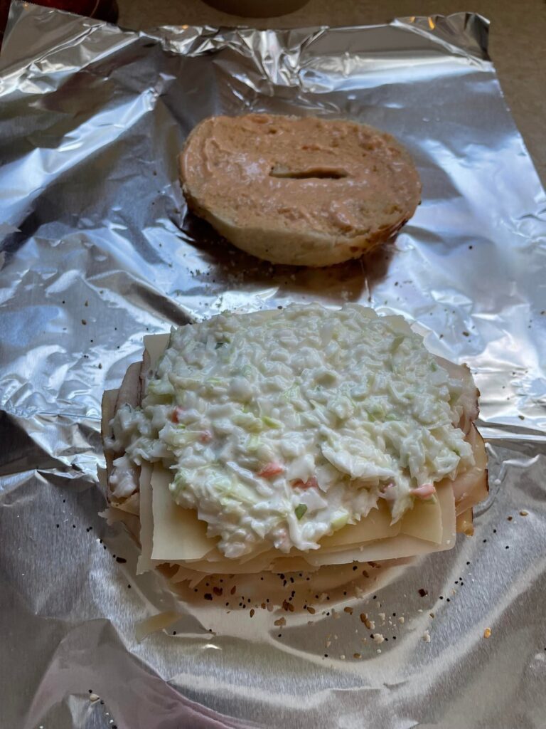 Turkey Swartzie on an Everything Bagel