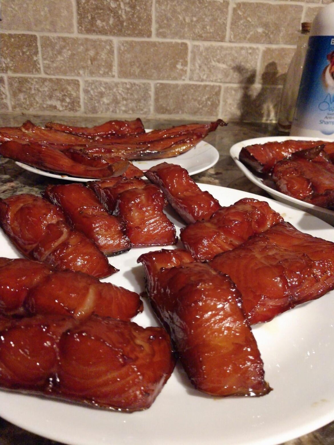 Applewood smoked salmon with maple glazed