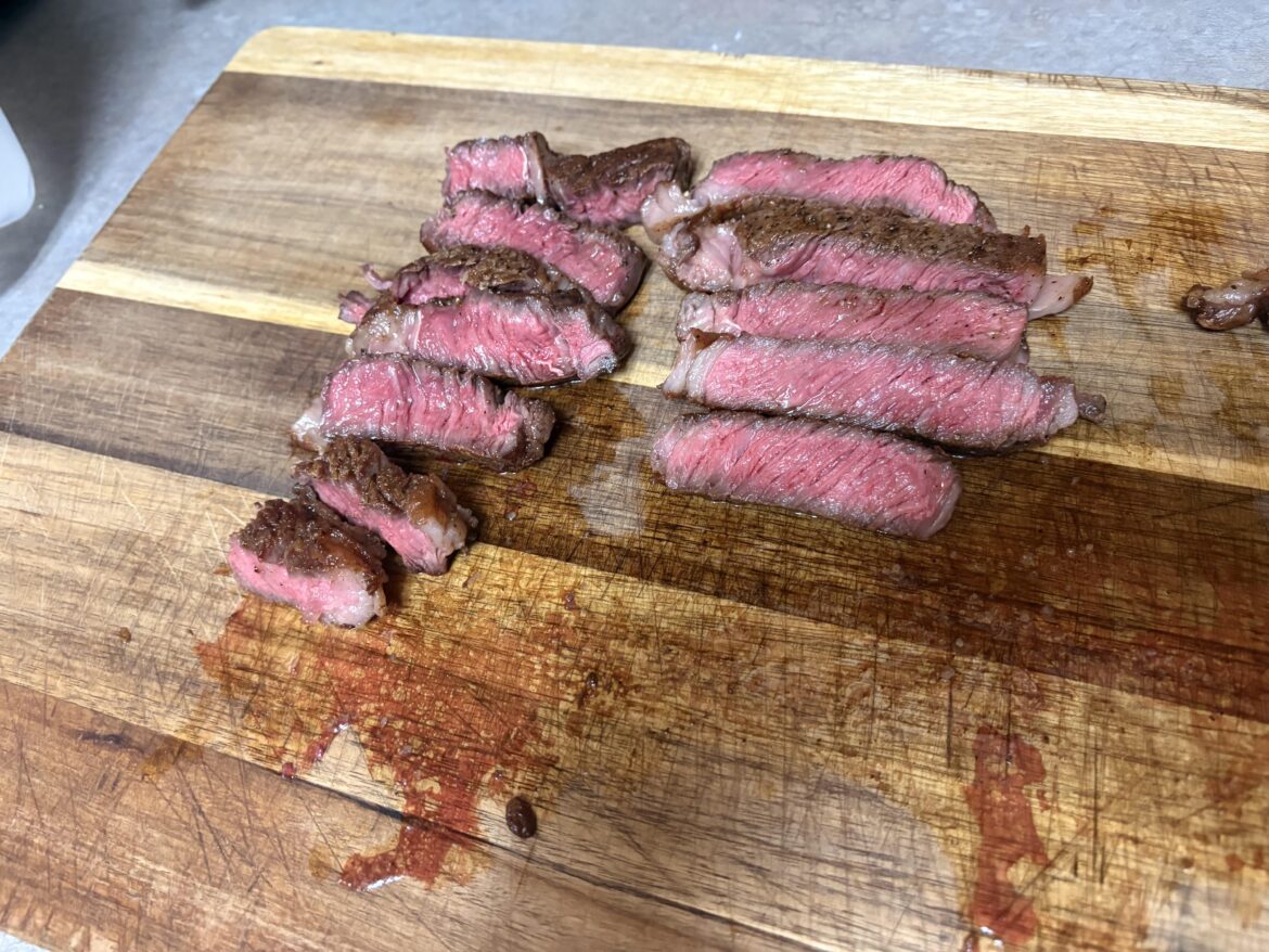 My last two posts were of very clearly steaks cooked medium. I apologize for calling them medium rare. I hope this MEDIUM RARE steak makes up for it