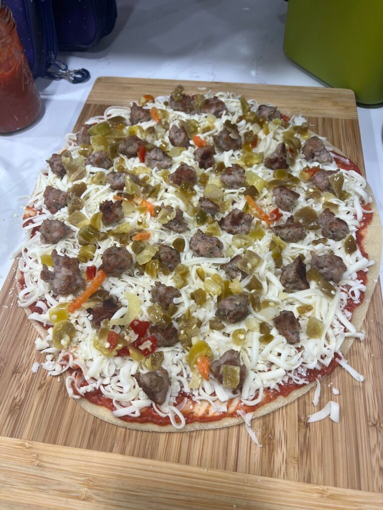 Kenji tavern style always hits!  Sausage and giardiniera.