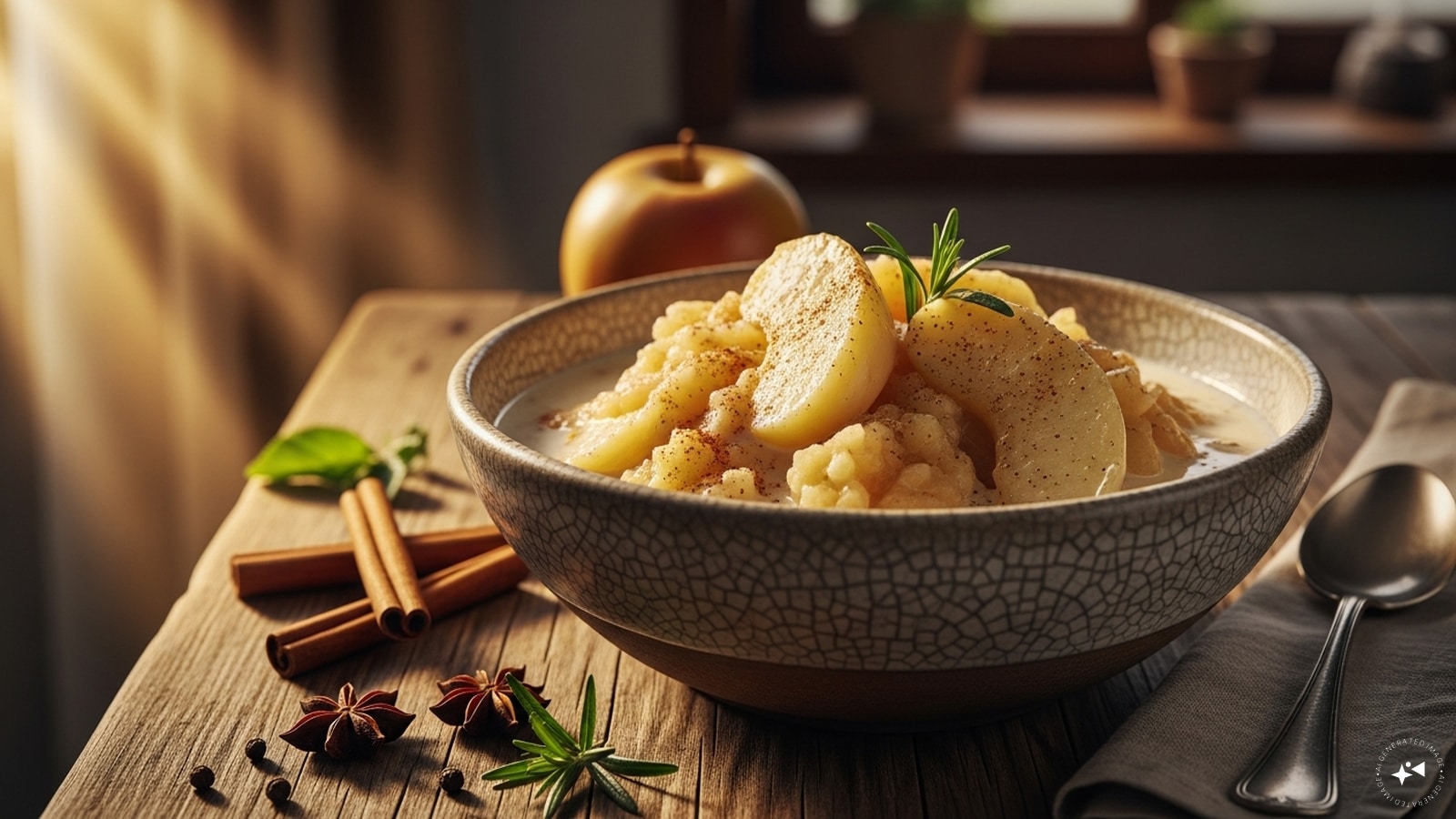 Pommes à la Crème: Creamy apples, possibly poached or baked for a soft, luscious finish.