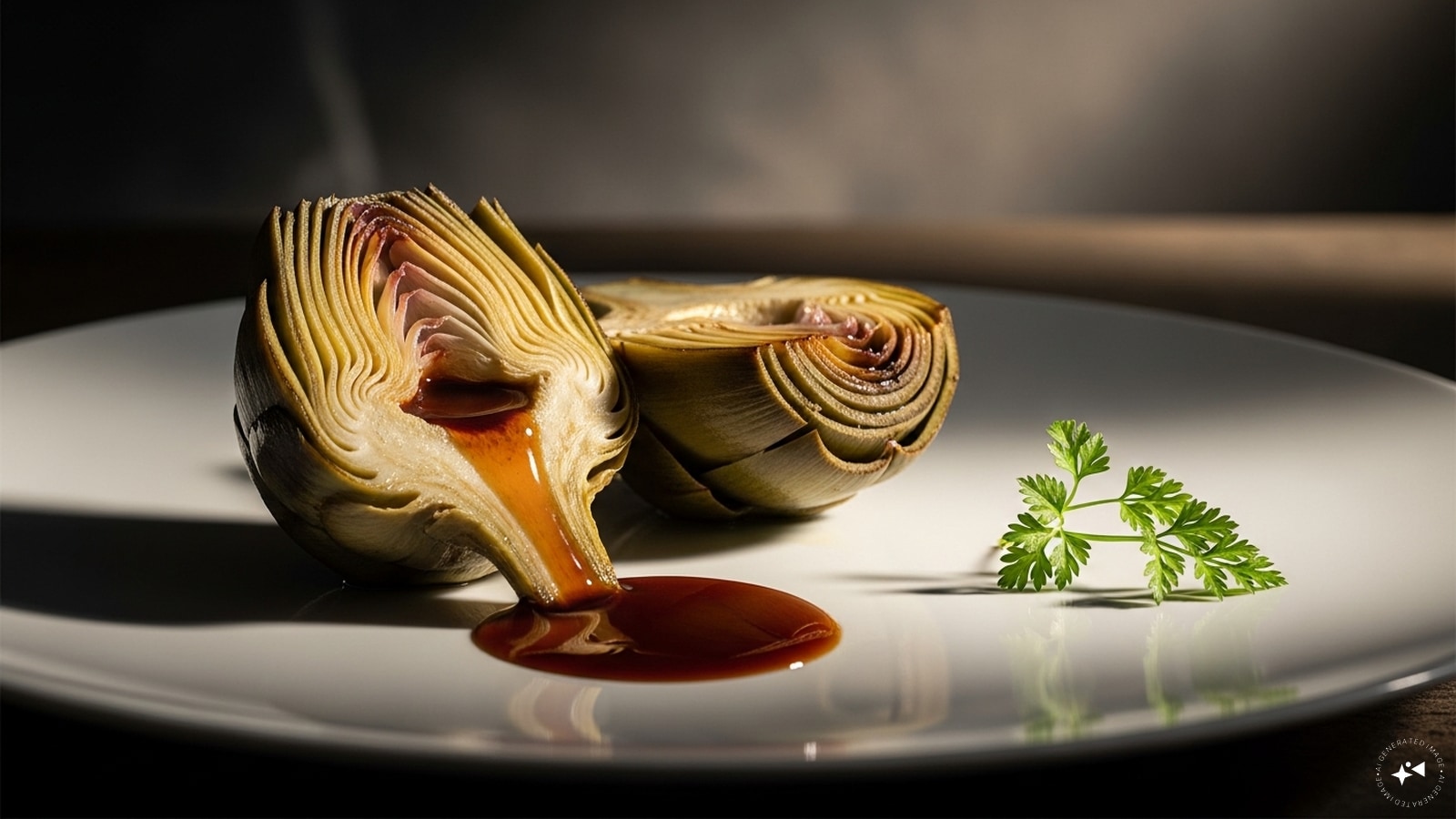 Fonds d’Artichauts à la Demi-Glace: Artichoke bottoms gently simmered in a classic French brown demi-glace sauce.