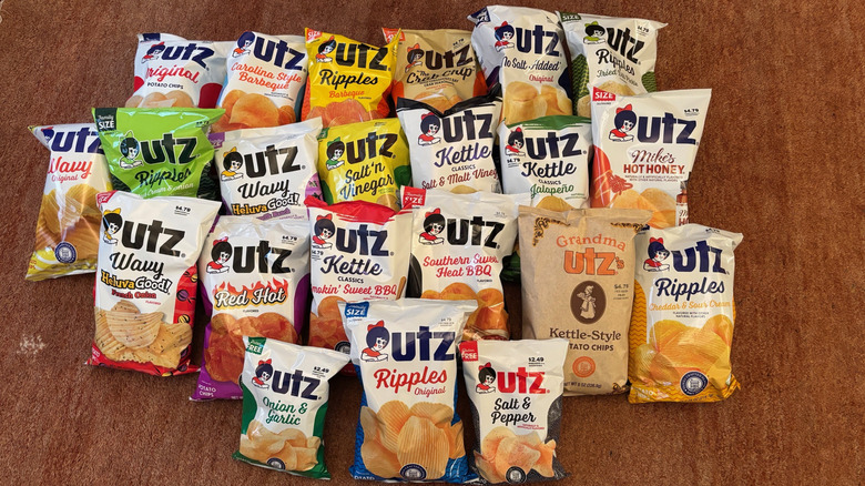 22 bags of different Utz potato chips