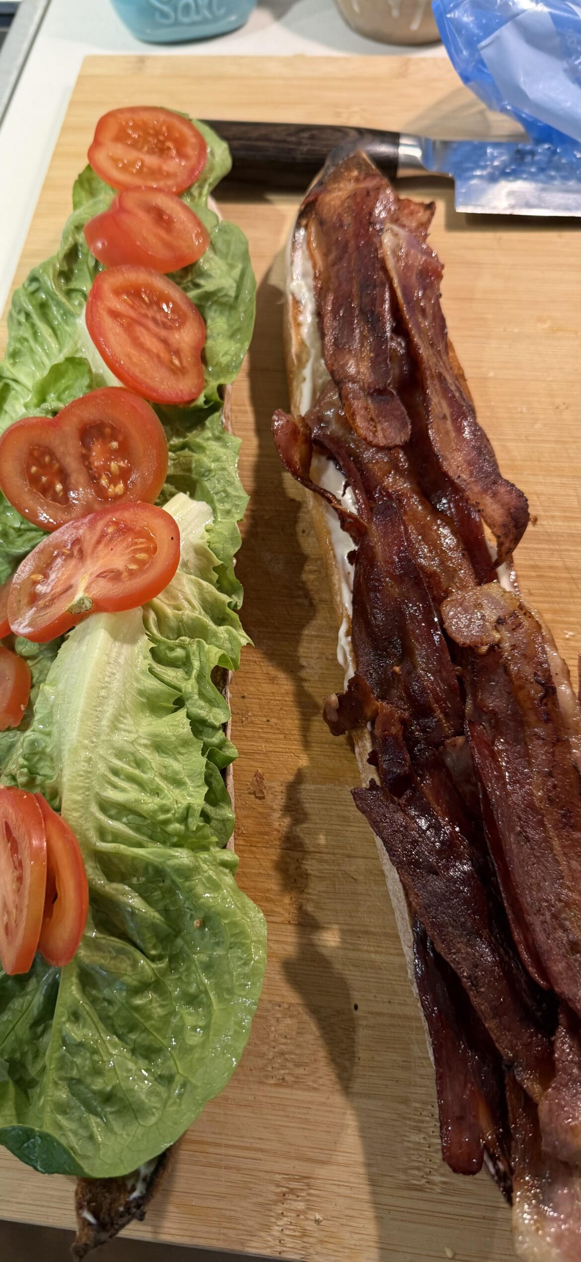 BLT on toasted baguette for breakfast