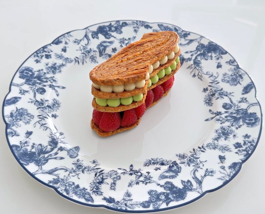 Strawberry, Matcha & Vanilla Mille Feuille (Napoleon Dessert)