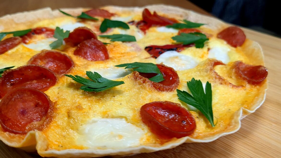 Egg tortilla breakfast pizza (air fryer)