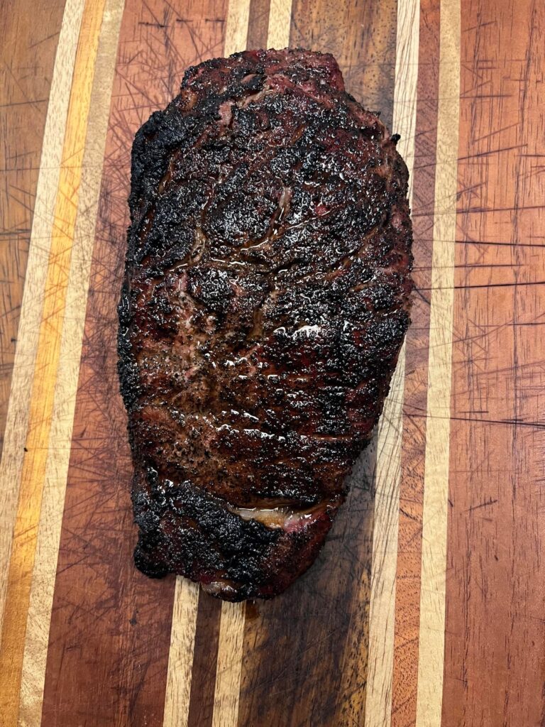 My Superbowl Steak! Smoked low and slow then quick sear.