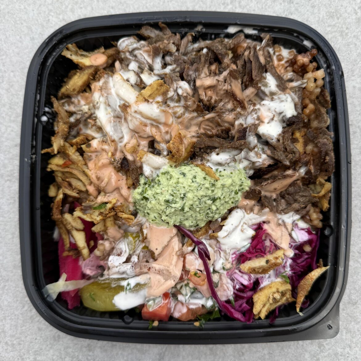 Shawarma platter from Duzan in Astoria, Queens