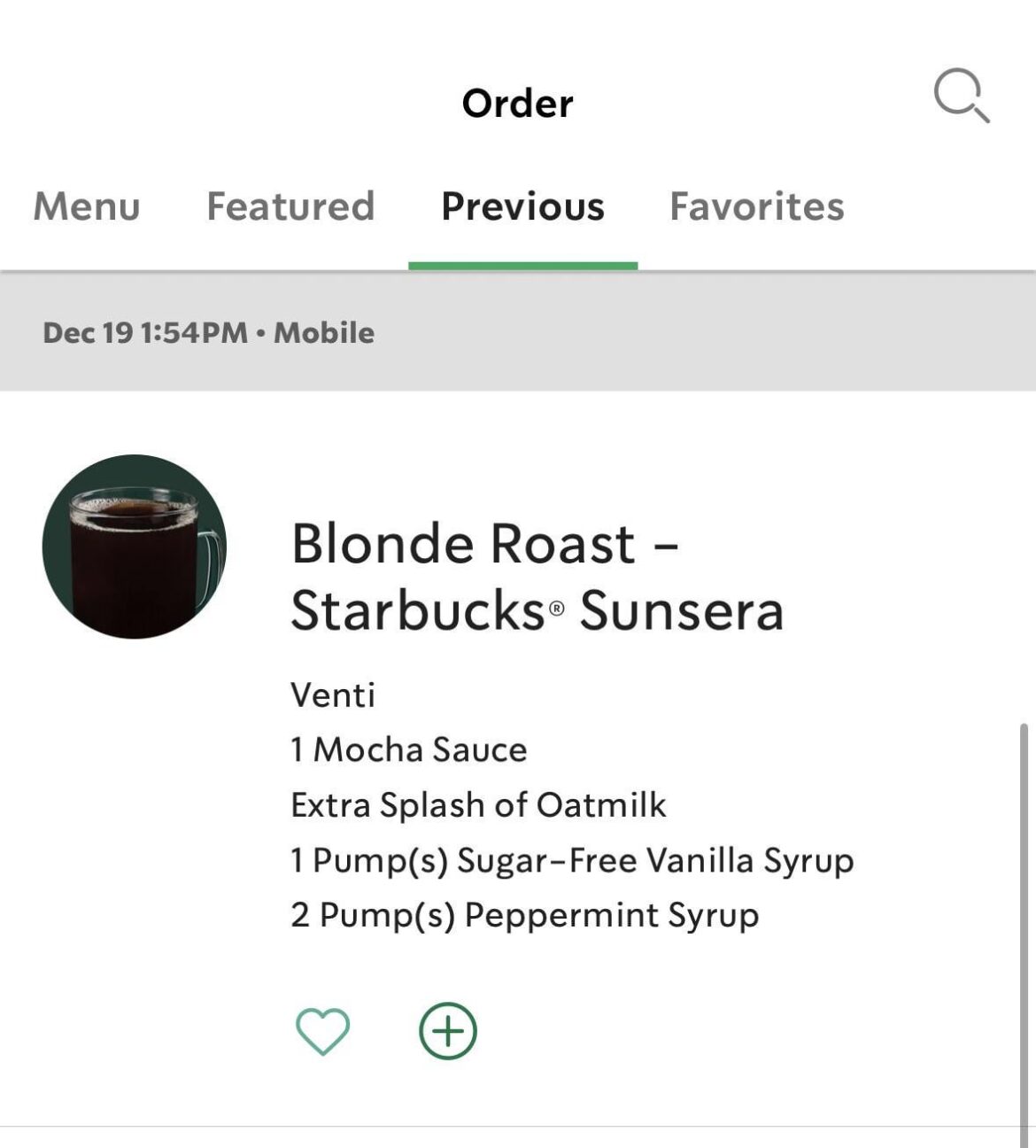 Low Cal Festive Starbucks Order