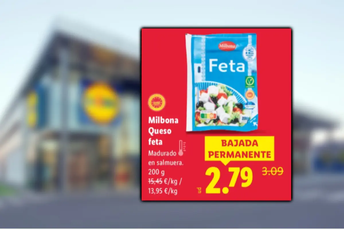 Milbona feta cheese 200 g offer at Lidl with a permanent price drop to €2.79 from the previous €3.09