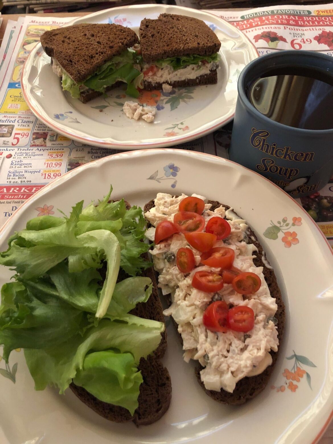 Chicken salad on pumpernickel