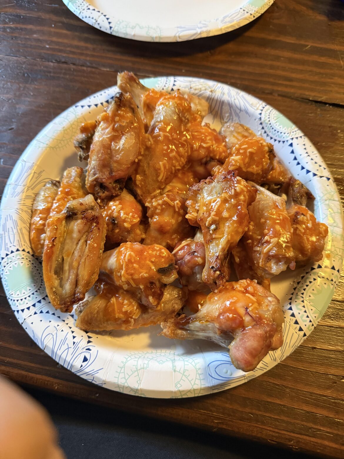 Baked and air fried buffalo garlic Parmesan wings.