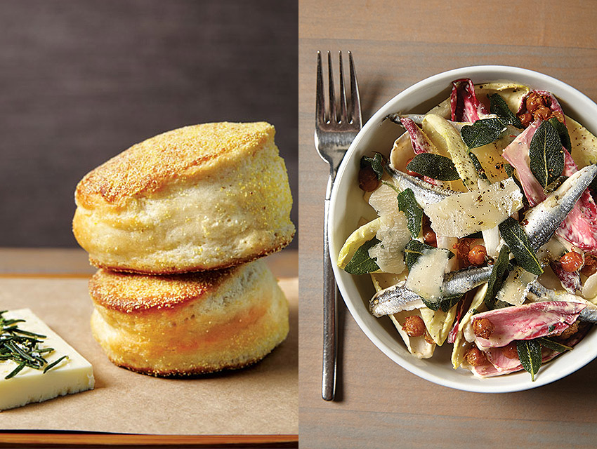 English muffins recast the biscuit, while endive with anchovies and fried chickpeas is an alternative to the Caesar