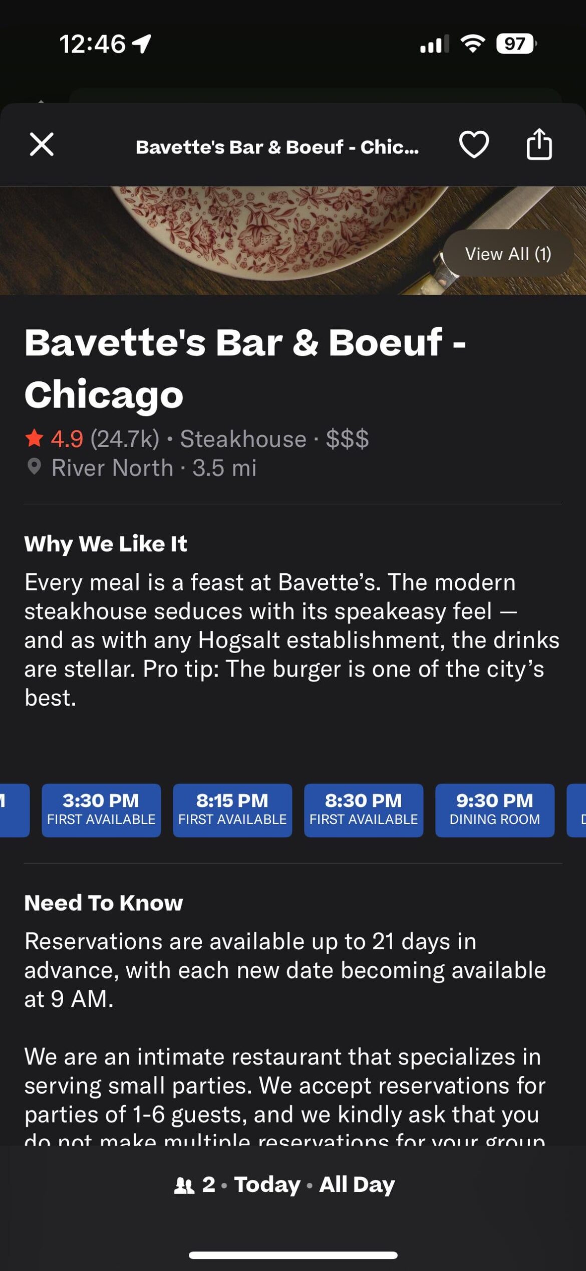 Bavettes res- first available meaning