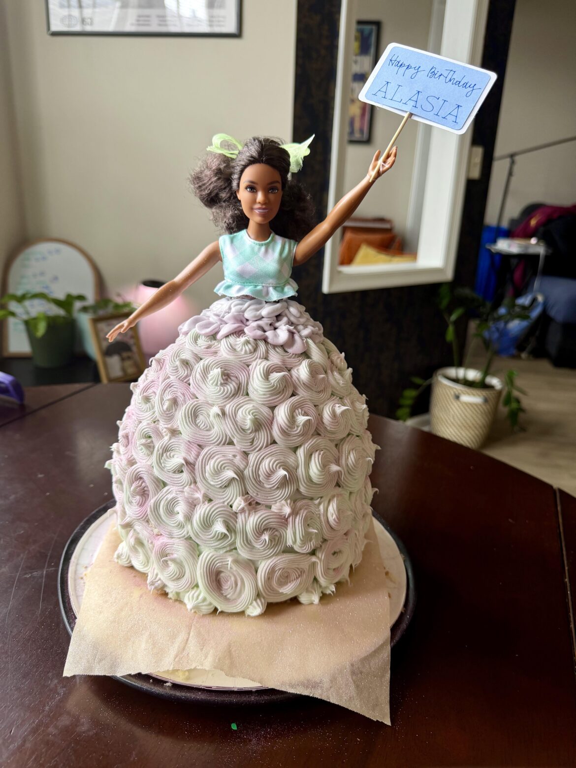 I volunteer with a charity that does birthday cakes for children in group homes or shelters. Requested theme was Barbie.